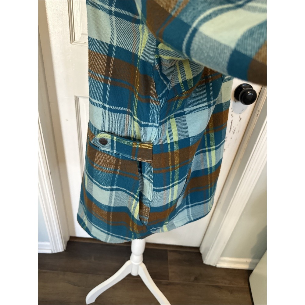 Duluth‎ Trading Free Swingin' Flannel Shirt Sz XL Blue Yellow Quilted Lining - Picture 4 of 14